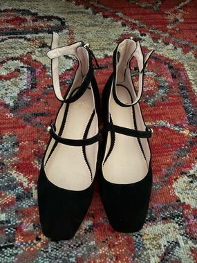 J.Crew Sally Black Ankle-Strap Mary Jane Ballet Flats